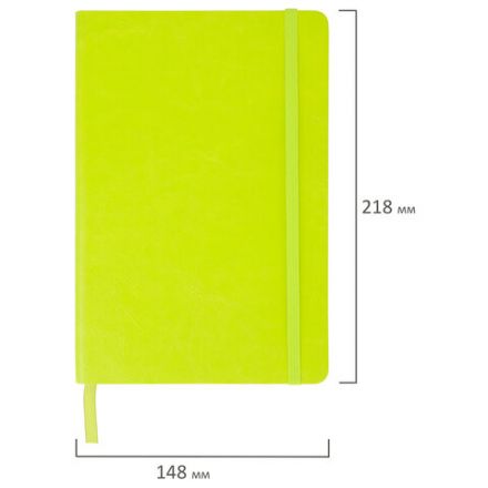 Блокнот А5 (148x218 мм), BRAUBERG "Metropolis Ultra", под кожу, 80 л., резинка, клетка, салатовый, 111020 Блокнот А5 (148x218 мм), BRAUBERG "Metropolis Ultra", под кожу, 80 л., резинка, клетка, салатовый, 111020