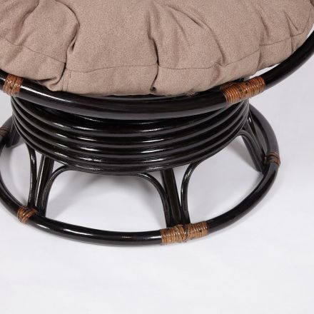 Кресло-качалка Папасан/Papasan (W 23/01 B) /с подушкой/ 115х78х104см, античный черно-коричневый, экошерсть коричневый, 1811-5