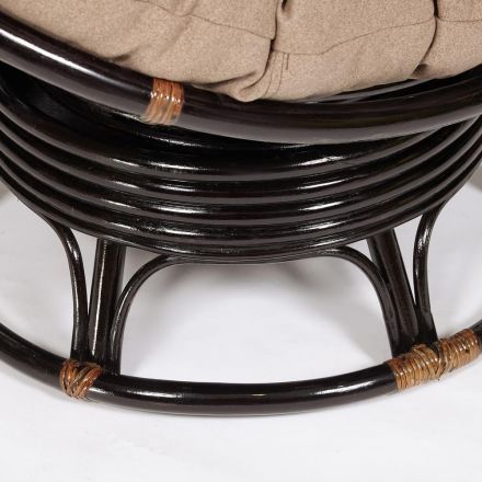 Кресло-качалка Папасан/Papasan (W 23/01 B) /с подушкой/ 115х78х104см, античный черно-коричневый, экошерсть коричневый, 1811-5