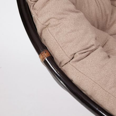Кресло-качалка Папасан/Papasan (W 23/01 B) /с подушкой/ 115х78х104см, античный черно-коричневый, экошерсть коричневый, 1811-5