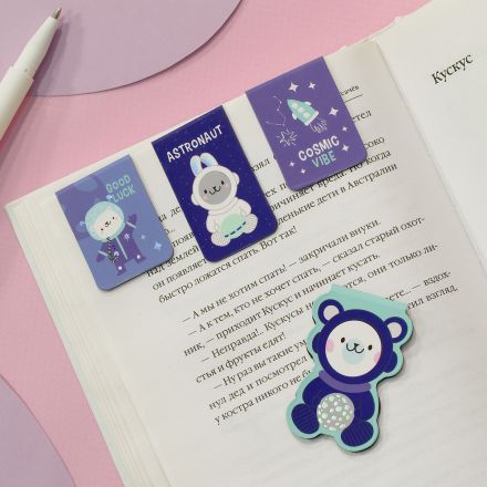Закладки магнитные для книг, 4шт., MESHU "Cosmic vibe", матовая ламнация, фольга Закладки магнитные для книг, 4шт., MESHU "Cosmic vibe", матовая ламнация, фольга