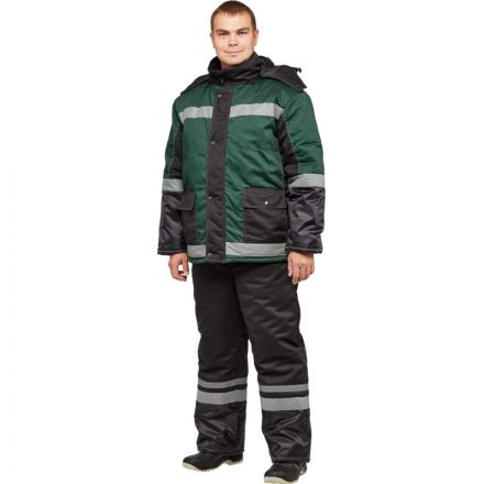 Костюм рабочий зимний з39-КБР черн/зел (р.44-46) 182-188 арт.Валькирия