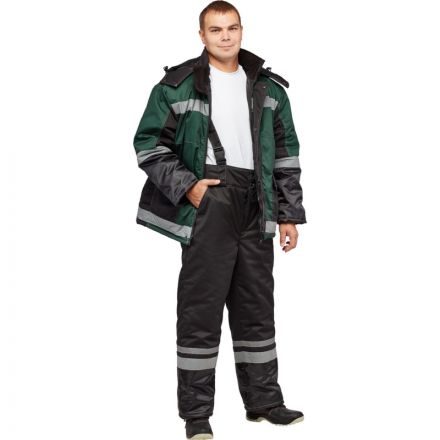 Костюм рабочий зимний з39-КБР черн/зел (р.44-46) 182-188 арт.Валькирия