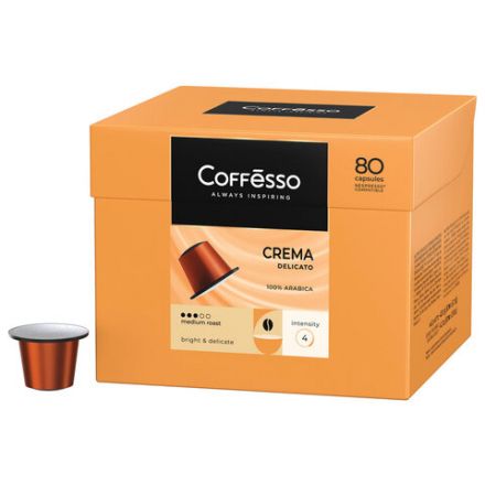 Кофе в капсулах 80 порций для Nespresso, COFFESSO "Crema Delicato", арабика 100%, 101737 Кофе в капсулах 80 порций для Nespresso, COFFESSO "Crema Delicato", арабика 100%, 101737