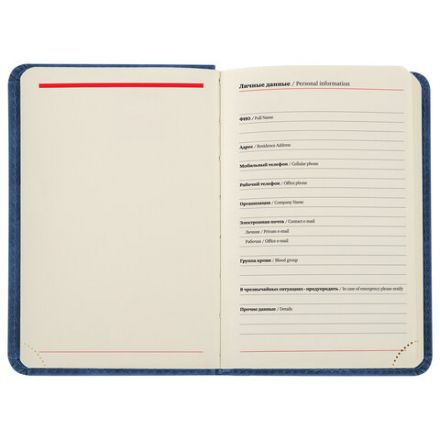 Ежедневник недатированный МАЛЫЙ 100х150 мм А6 BRAUBERG "Status", под кожу, 160 л., синий, 113368