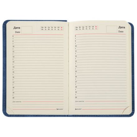 Ежедневник недатированный МАЛЫЙ 100х150 мм А6 BRAUBERG "Status", под кожу, 160 л., синий, 113368