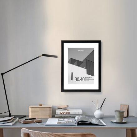 Рамка 30х40 см с паспарту 21х30 см небьющаяся, багет 20 мм, пластик, BRAUBERG "New Age", черная, 391277