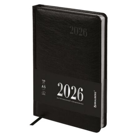 Ежедневник датированный 2026, А5, 138х213 мм, BRAUBERG "Impression", под кожу, черный, 117510 Ежедневник датированный 2026, А5, 138х213 мм, BRAUBERG "Impression", под кожу, черный, 117510