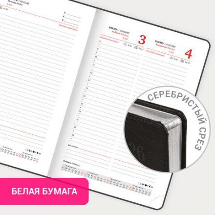 Ежедневник датированный 2026, А5, 138х213 мм, BRAUBERG "Impression", под кожу, черный, 117510 Ежедневник датированный 2026, А5, 138х213 мм, BRAUBERG "Impression", под кожу, черный, 117510