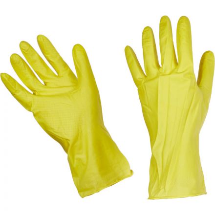 Перчатки латексные с хлопковым напылением эконом желтые (размер 9, L)
