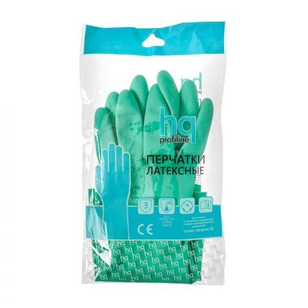Перчатки латексные HQ Profiline многоразовые зеленые р.M (КФС) Перчатки латексные HQ Profiline многоразовые зеленые р.M (КФС)