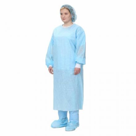 Халат хирургический нестерильный 140 см, 52-54 р., манжета, спанбонд 25 г/м2, ГЕКСА, голубой Халат хирургический нестерильный 140 см, 52-54 р., манжета, спанбонд 25 г/м2, ГЕКСА, голубой