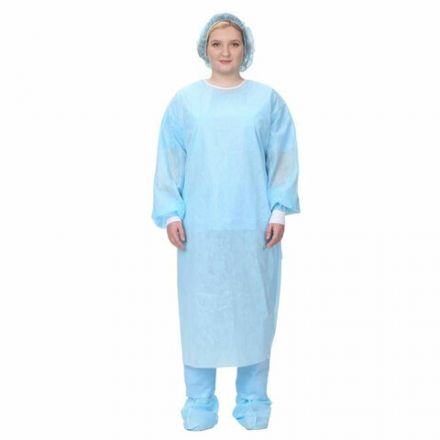 Халат хирургический нестерильный 140 см, 52-54 р., манжета, спанбонд 25 г/м2, ГЕКСА, голубой Халат хирургический нестерильный 140 см, 52-54 р., манжета, спанбонд 25 г/м2, ГЕКСА, голубой