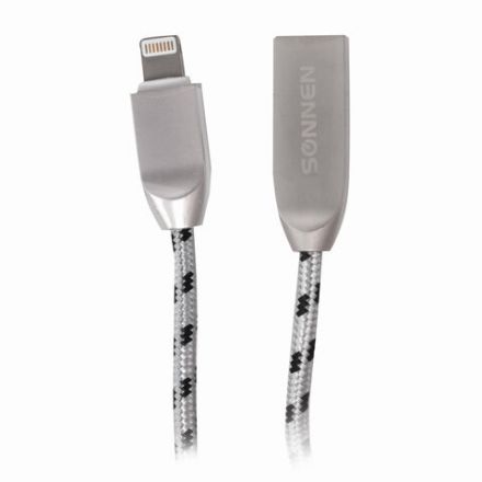 Кабель USB 2.0 – Lightning, 1 м, SONNEN Premium, медь, для передачи данных и зарядки, 513126