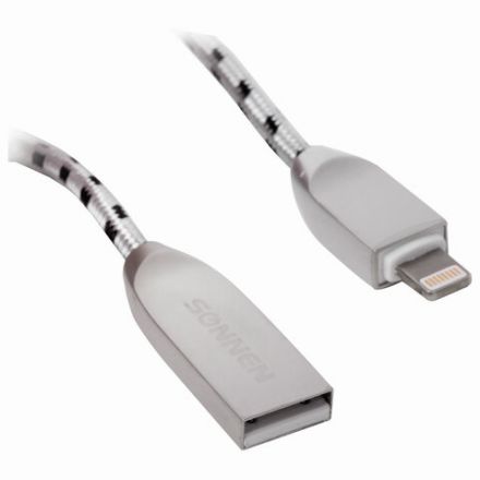 Кабель USB 2.0 – Lightning, 1 м, SONNEN Premium, медь, для передачи данных и зарядки, 513126 Кабель USB 2.0 – Lightning, 1 м, SONNEN Premium, медь, для передачи данных и зарядки, 513126
