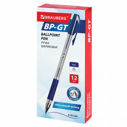 Ручка шариковая BRAUBERG "BP-GT", СИНЯЯ, корпус прозрачный, евронаконечник 0,7 мм, линия письма 0,35 мм, 144004 Ручка шариковая BRAUBERG "BP-GT", СИНЯЯ, корпус прозрачный, евронаконечник 0,7 мм, линия письма 0,35 мм, 144004