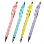 Ручка шариковая автоматическая BRAUBERG "Stripes Pastel", СИНЯЯ, корпус ассорти, пишущий узел 0,5 мм, линия письма 0,3 мм, 144220