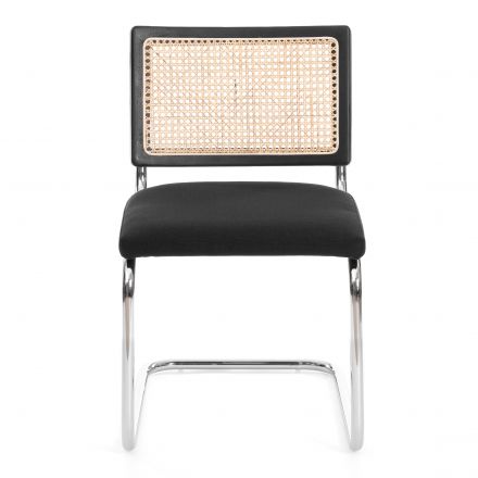 Стул MANI дерево вяз, ротанг/ткань лен, металлический каркас, черный, 46х46х78 см