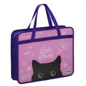 Папка на молнии с ручками BRAUBERG А4, 1 отделение, пластик, 80 мм, "Black Cat", 270122 Папка на молнии с ручками BRAUBERG А4, 1 отделение, пластик, 80 мм, "Black Cat", 270122