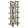 Loft Стеллаж на колесных опорах-5 полок VR.L-MST.K-5.4V Тиквуд светлый/Чёрный металл 800*400*1704