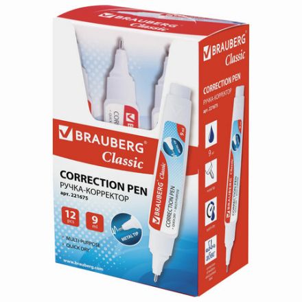Ручка-корректор BRAUBERG, 9 мл, металлический наконечник, 221675 Ручка-корректор BRAUBERG, 9 мл, металлический наконечник, 221675