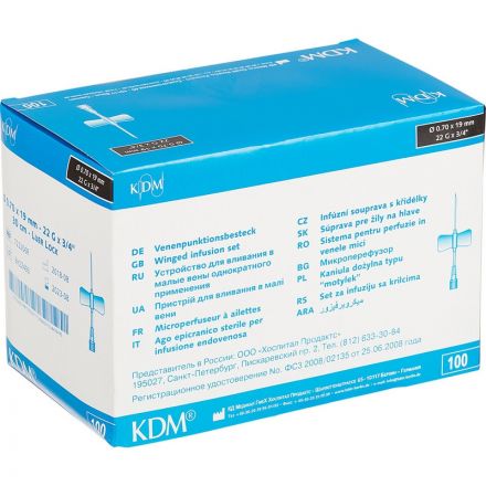 Игла-бабочка Устройство для влив в малые вены Luer Lock 22G KD-Fly 100шт/уп