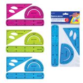 Набор чертежный средний гибкий BRAUBERG "FLEX" (линейка 20 см, треугольник, транспортир), ассорти, 210679 Набор чертежный средний гибкий BRAUBERG "FLEX" (линейка 20 см, треугольник, транспортир), ассорти, 210679