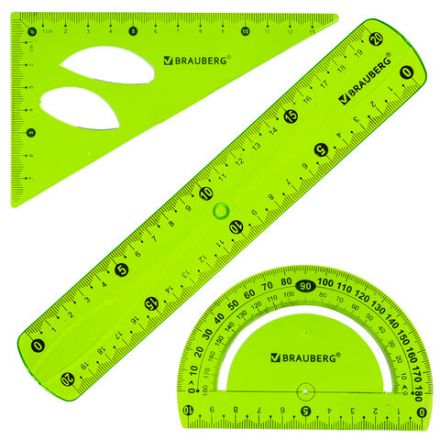 Набор чертежный средний гибкий BRAUBERG "FLEX" (линейка 20 см, треугольник, транспортир), ассорти, 210679 Набор чертежный средний гибкий BRAUBERG "FLEX" (линейка 20 см, треугольник, транспортир), ассорти, 210679