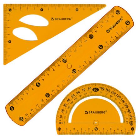 Набор чертежный средний гибкий BRAUBERG "FLEX" (линейка 20 см, треугольник, транспортир), ассорти, 210679 Набор чертежный средний гибкий BRAUBERG "FLEX" (линейка 20 см, треугольник, транспортир), ассорти, 210679