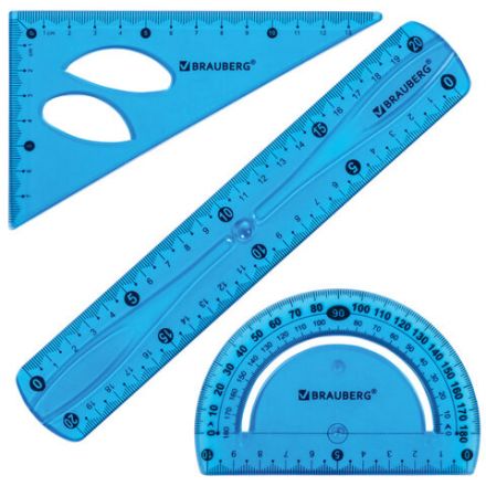 Набор чертежный средний гибкий BRAUBERG "FLEX" (линейка 20 см, треугольник, транспортир), ассорти, 210679 Набор чертежный средний гибкий BRAUBERG "FLEX" (линейка 20 см, треугольник, транспортир), ассорти, 210679