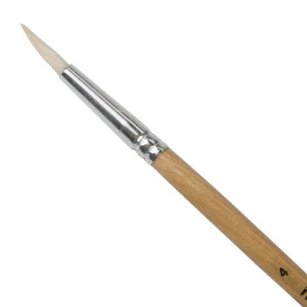 Кисть ПИФАГОР, КОЗА, круглая, № 4, деревянная лакированная ручка, с колпачком, 200827 Кисть ПИФАГОР, КОЗА, круглая, № 4, деревянная лакированная ручка, с колпачком, 200827