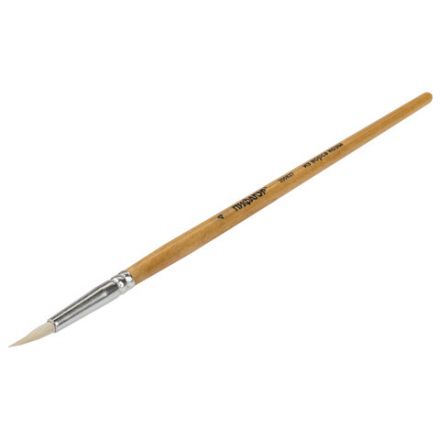 Кисть ПИФАГОР, КОЗА, круглая, № 4, деревянная лакированная ручка, с колпачком, 200827 Кисть ПИФАГОР, КОЗА, круглая, № 4, деревянная лакированная ручка, с колпачком, 200827