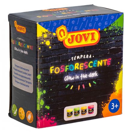 Гуашь JOVI, 04 цвета, 35мл, светящаяся в темноте, картонная коробка