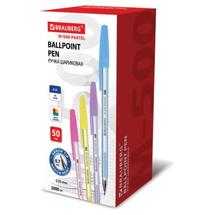 Ручка шариковая BRAUBERG "M-500 PASTEL", СИНЯЯ, корпус ассорти, узел 0,7 мм, линия письма 0,35 мм, 143450 Ручка шариковая BRAUBERG "M-500 PASTEL", СИНЯЯ, корпус ассорти, узел 0,7 мм, линия письма 0,35 мм, 143450