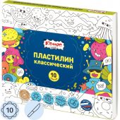 Пластилин классический Комус Класс Максики набор 10 цв/наб, 200г,со стеком Пластилин классический Комус Класс Максики набор 10 цв/наб, 200г,со стеком