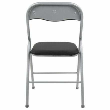 Стул складной BRABIX "Golf CF-007", серебристый каркас, кожзам чёрный, 532891