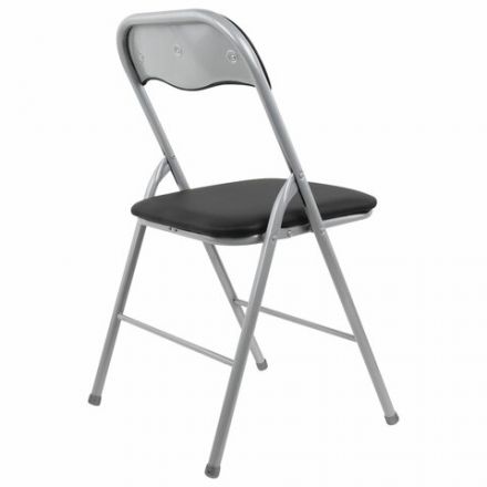Стул складной BRABIX "Golf CF-007", серебристый каркас, кожзам чёрный, 532891