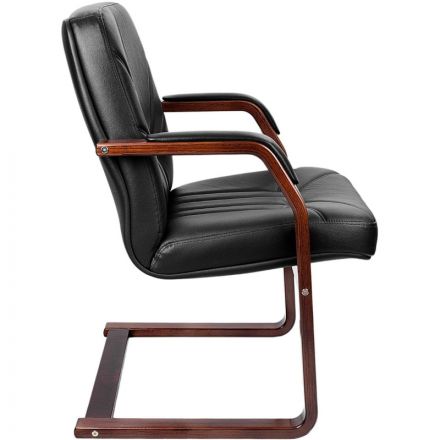 Конференц-кресло VERONA С с низ спинкой на полозьях ч.кожа+к/з/т.орех Конференц-кресло VERONA С с низ спинкой на полозьях ч.кожа+к/з/т.орех