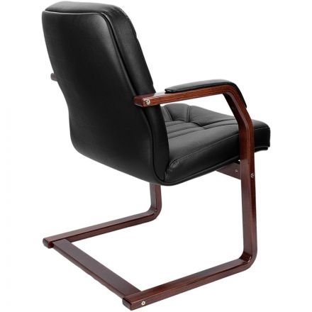 Конференц-кресло VERONA С с низ спинкой на полозьях ч.кожа+к/з/т.орех Конференц-кресло VERONA С с низ спинкой на полозьях ч.кожа+к/з/т.орех