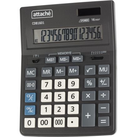 Калькулятор настольный Attache CDB1601-BK 16-разрядный черный 205×155×35 мм Калькулятор настольный Attache CDB1601-BK 16-разрядный черный 205×155×35 мм