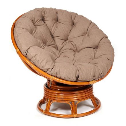 Кресло-качалка Папасан/Papasan (W 23/01 B) /с подушкой/ 115х78х104см, коньячный, экошерсть коричневый, 1811-5