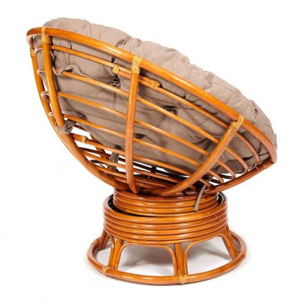 Кресло-качалка Папасан/Papasan (W 23/01 B) /с подушкой/ 115х78х104см, коньячный, экошерсть коричневый, 1811-5