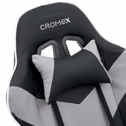 Кресло компьютерное CROMEX (КРОМЕКС) "Wave GM-145", вибромассаж, подножка, подушки, экокожа, черное/серое, 532956 Кресло компьютерное CROMEX (КРОМЕКС) "Wave GM-145", вибромассаж, подножка, подушки, экокожа, черное/серое, 532956
