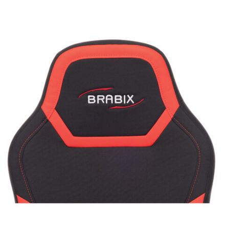 Кресло компьютерное BRABIX "Alpha GM-018", ткань/экокожа, черное/красное, 532637, GM-018_532637 Кресло компьютерное BRABIX "Alpha GM-018", ткань/экокожа, черное/красное, 532637, GM-018_532637