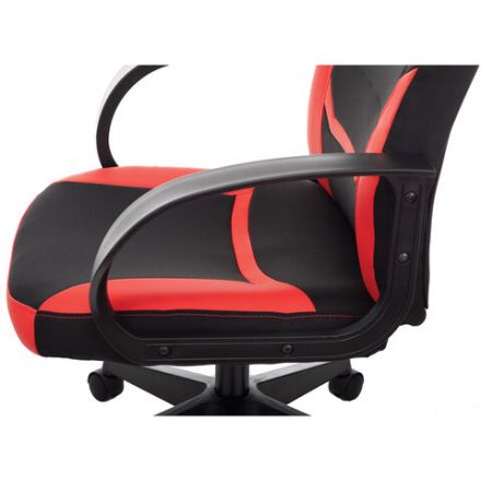 Кресло компьютерное BRABIX "Alpha GM-018", ткань/экокожа, черное/красное, 532637, GM-018_532637 Кресло компьютерное BRABIX "Alpha GM-018", ткань/экокожа, черное/красное, 532637, GM-018_532637