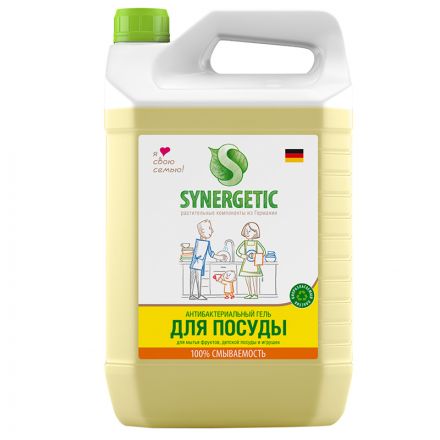 Средство для мытья посуды и игрушек Synergetic "Лимон", антибакт., концентрат, канистра, 5л