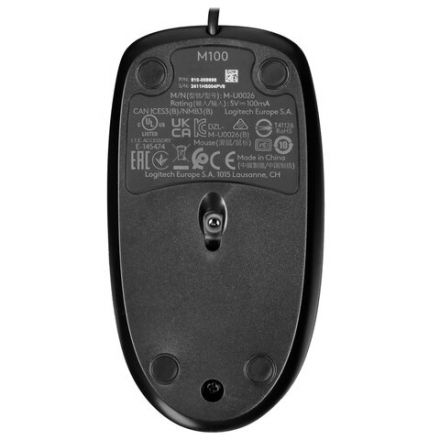 Мышь проводная LOGITECH M100, USB, 2 кнопки + 1 колесо-кнопка, оптическая, черно-серая Мышь проводная LOGITECH M100, USB, 2 кнопки + 1 колесо-кнопка, оптическая, черно-серая