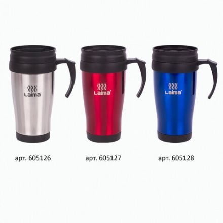 Автокружка 400 мл, термостакан с ручкой, винтовая крышка-клапан, пластик/сталь, красная, LAIMA, 605127 Автокружка 400 мл, термостакан с ручкой, винтовая крышка-клапан, пластик/сталь, красная, LAIMA, 605127
