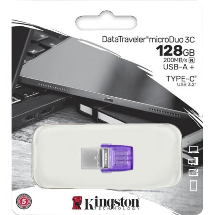 Флеш-память Kingston microDuo 3C G3, 128 Гб, USB 3.2 & USB Type-C и Type-A Флеш-память Kingston microDuo 3C G3, 128 Гб, USB 3.2 & USB Type-C и Type-A