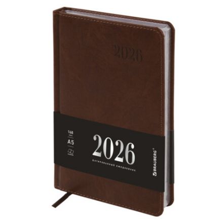 Ежедневник датированный 2026, А5, 138х213 мм, BRAUBERG "Impression", под кожу, коричневый, 117511 Ежедневник датированный 2026, А5, 138х213 мм, BRAUBERG "Impression", под кожу, коричневый, 117511